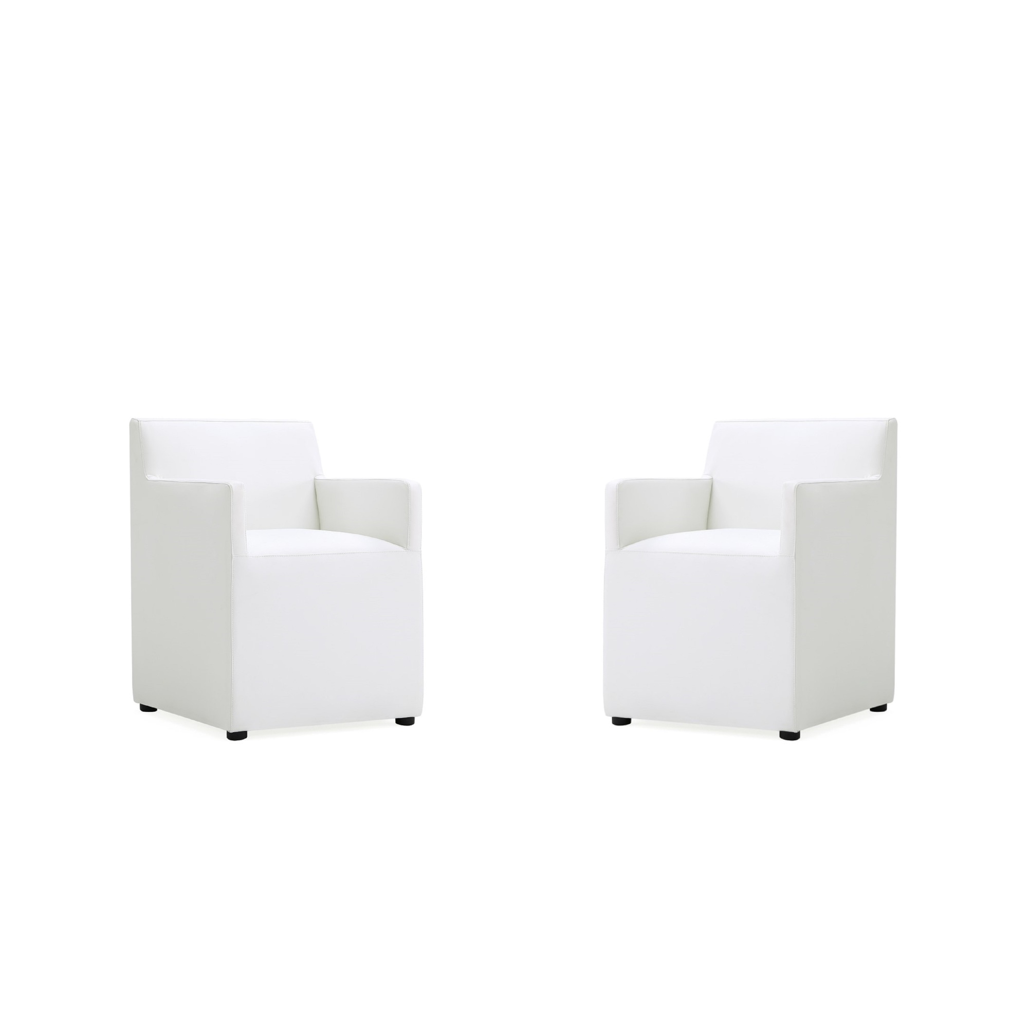 Manhattan Comfort, Anna Square Faux Leather Armchair Cream Set of 2 Primary Color Cream, Included (qty.) 2 Model# 2-DC058AR